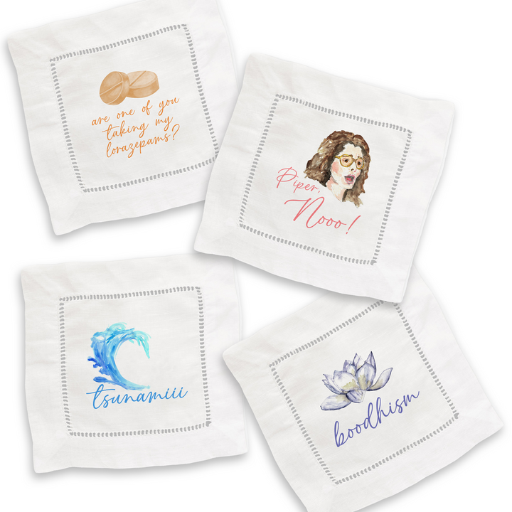 White Lotus Cocktail Napkin Set - Just Fabulous Palm Springs
