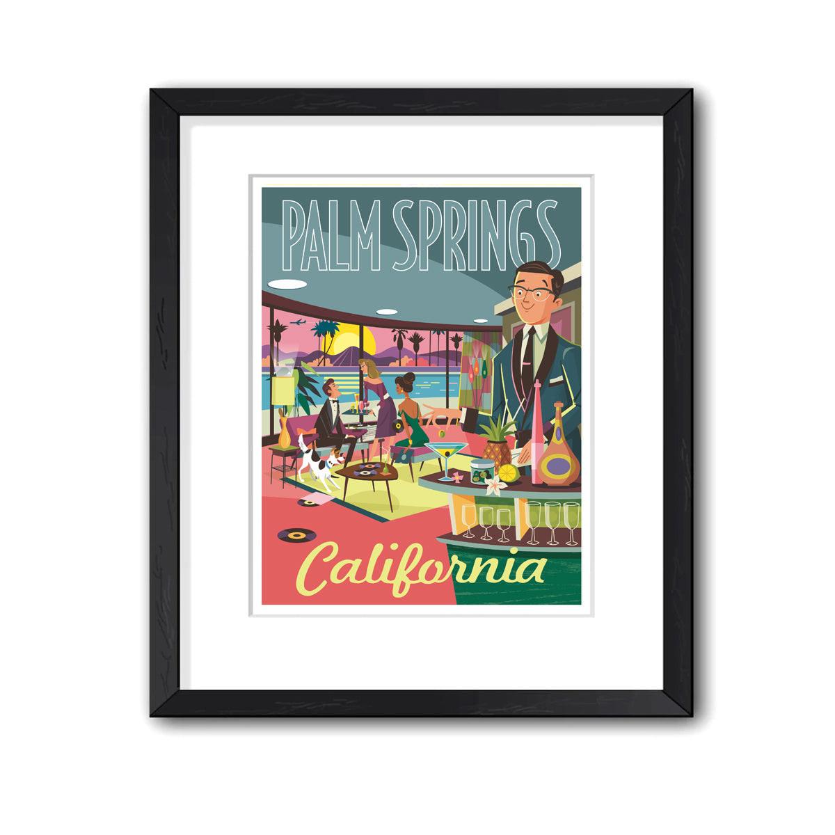 Print: Cocktail Party 13" x 19" (Framed) - Just Fabulous Palm Springs