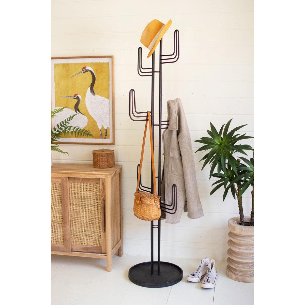 Black Iron Cactus Coat Tower