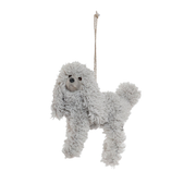Fluffy Poodle Ornament - Gray