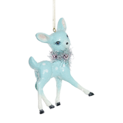 Vintage Deer With Wreath Ornament - Blue