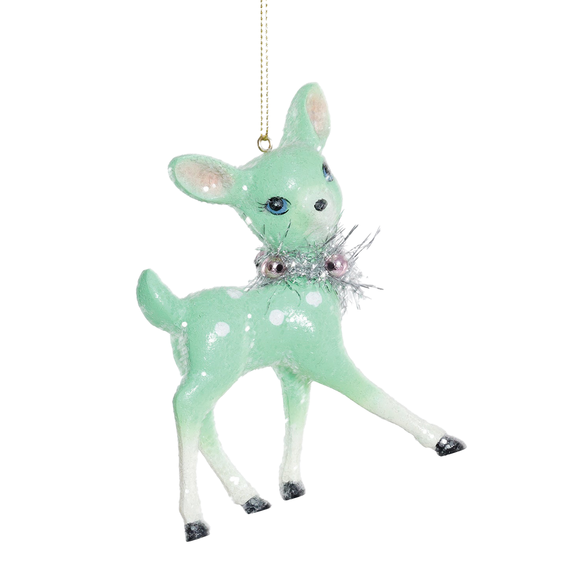 Vintage Deer With Wreath Ornament - Green