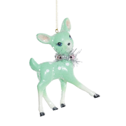 Vintage Deer With Wreath Ornament - Green