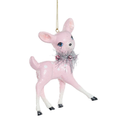 Vintage Deer With Wreath Ornament - Pink