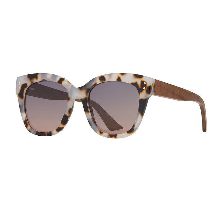 Cora Polarized Sunglasses - Milky Ivory Tortoise / Walnut Wood