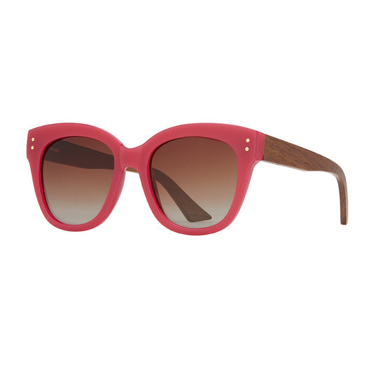 Cora Polarized Sunglasses - Fuchsia / Walnut Wood