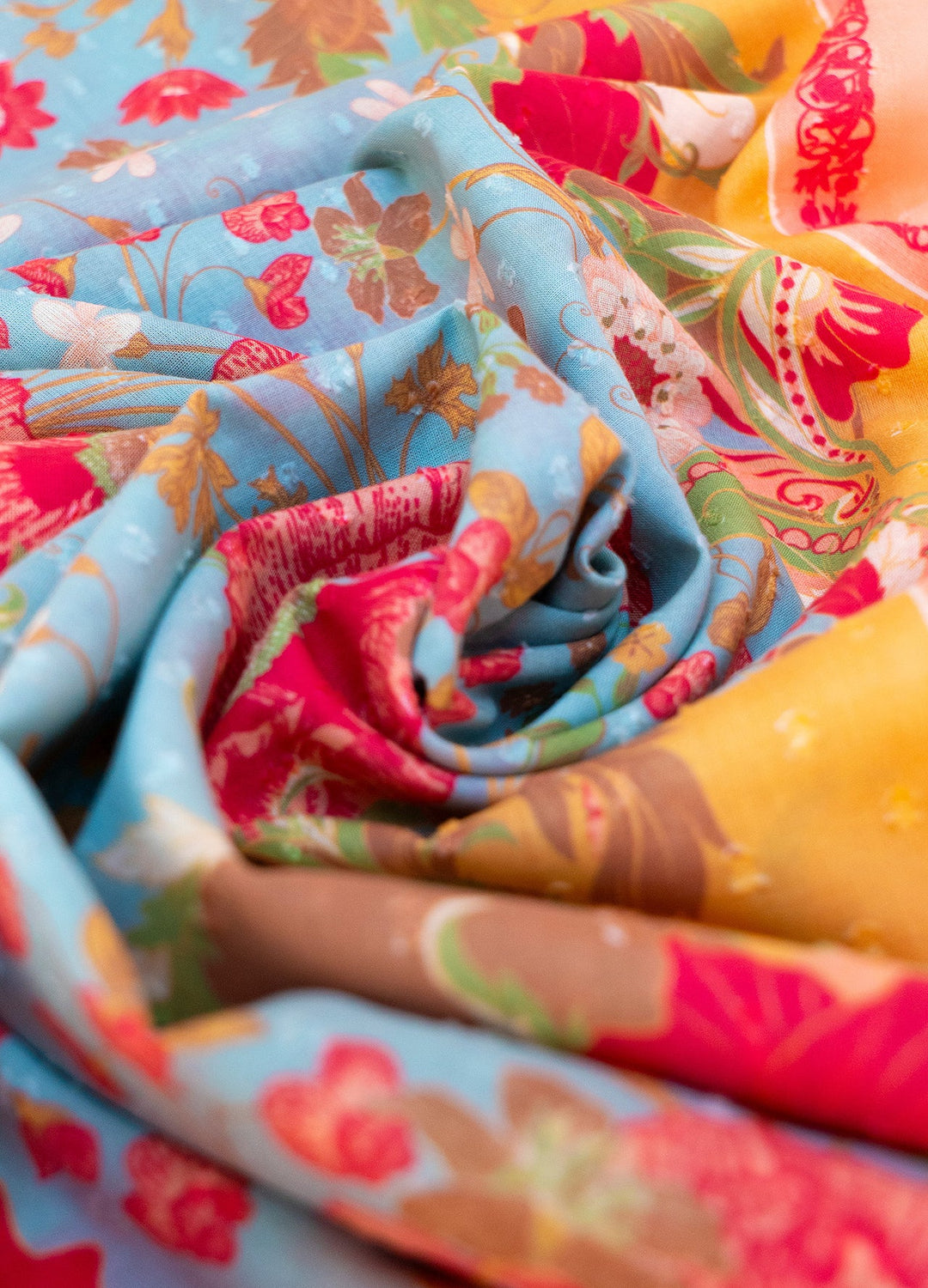 Paisley Poppies Cotton Scarf