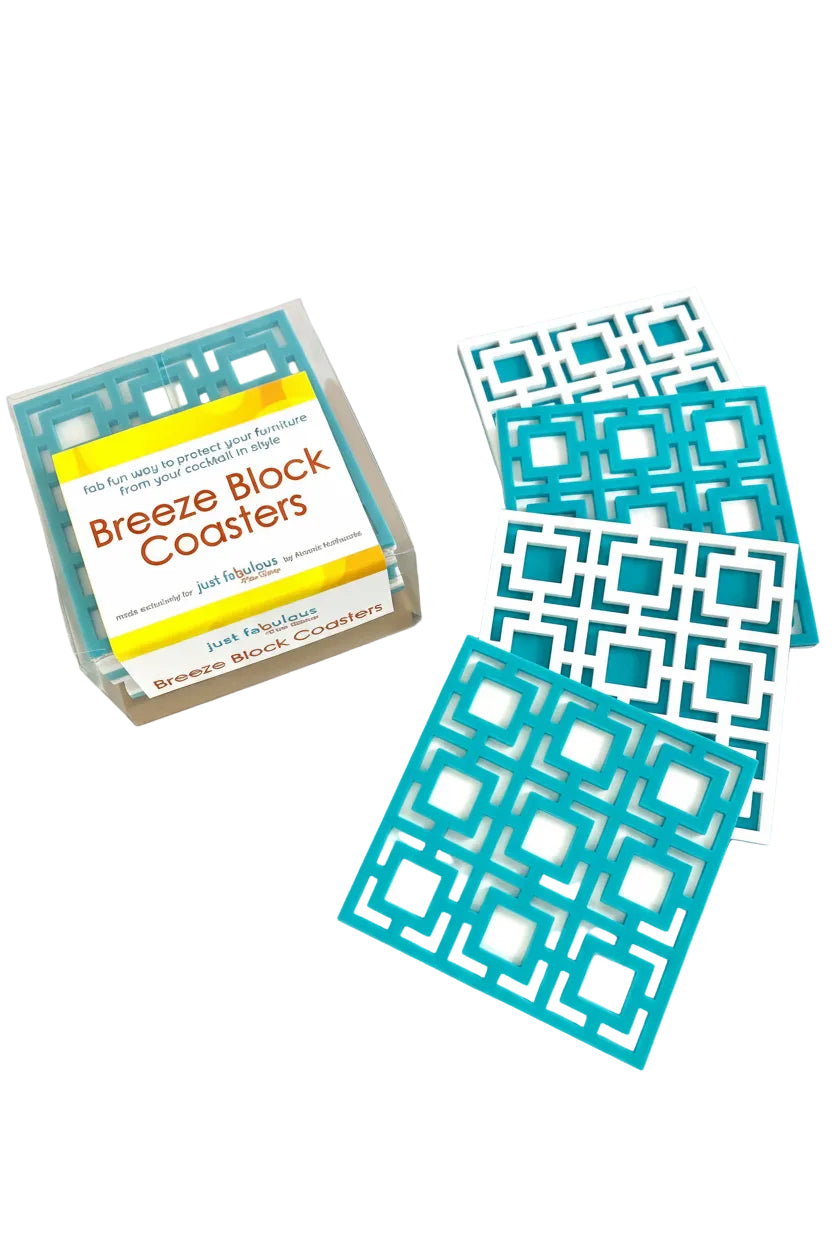 Palm Springs Breeze Block Coaster Set - Aqua