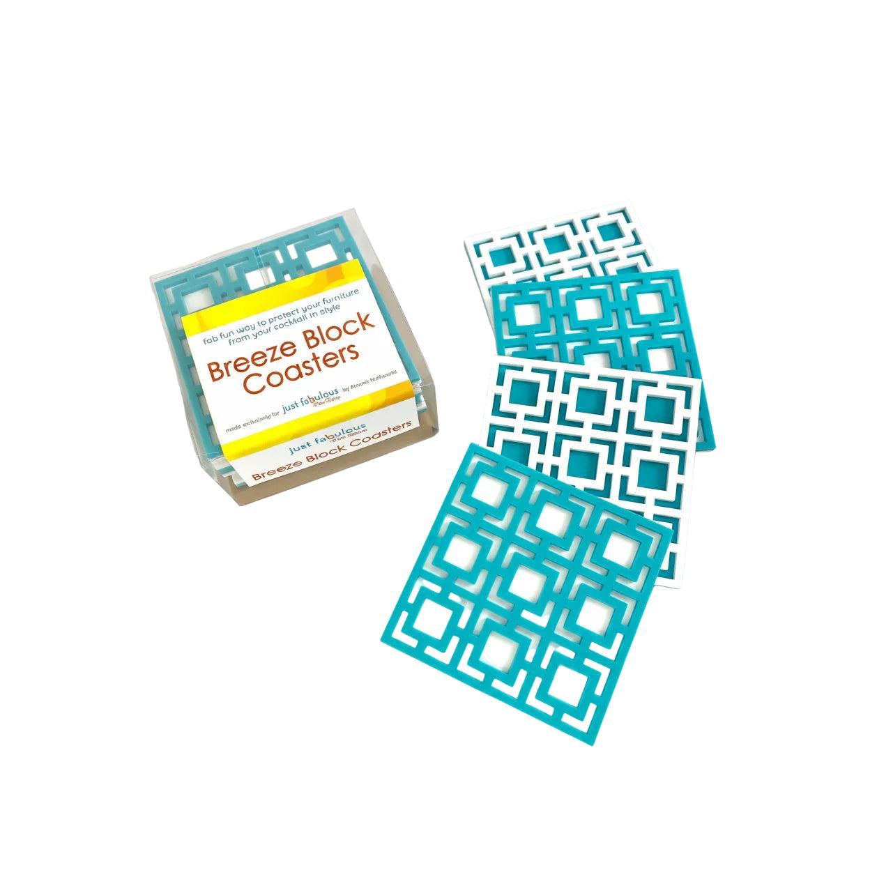 Palm Springs Breeze Block Coaster Set - Aqua