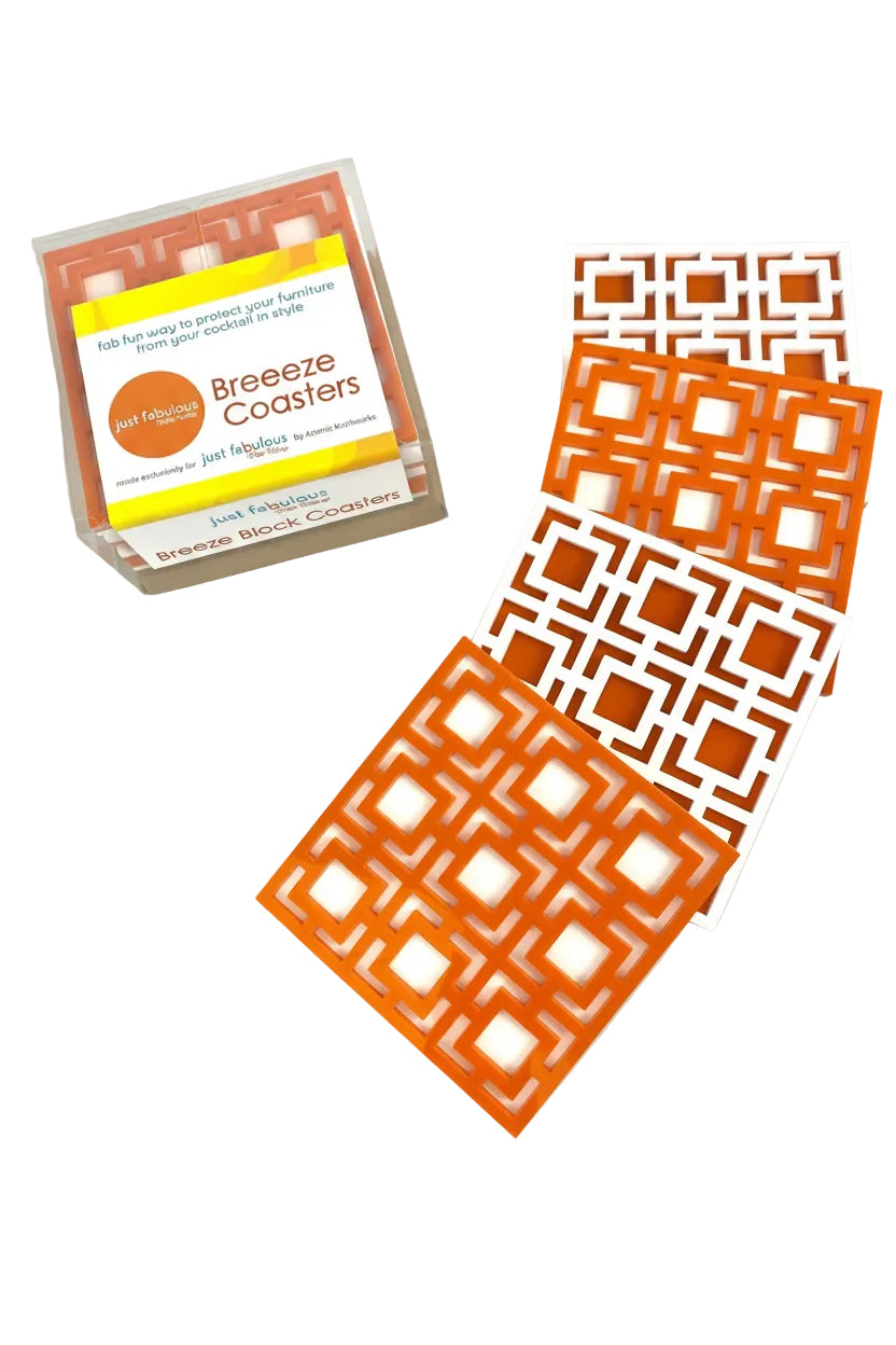 Palm Springs Breeze Block Coaster Set - Orange