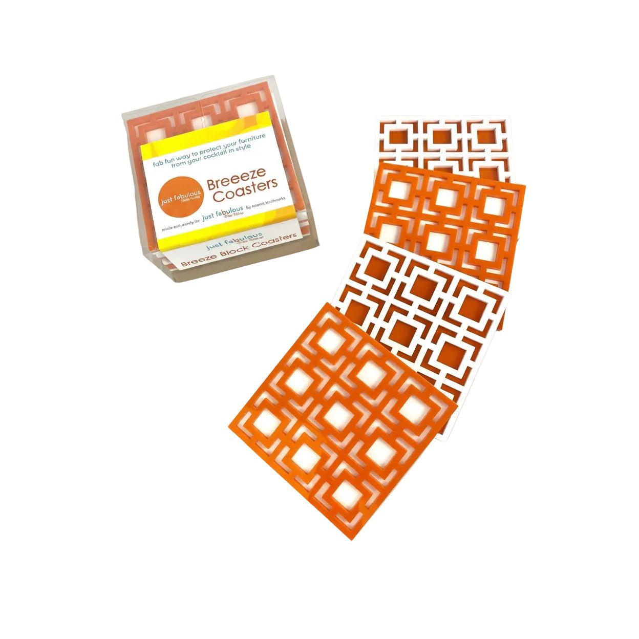 Palm Springs Breeze Block Coaster Set - Orange
