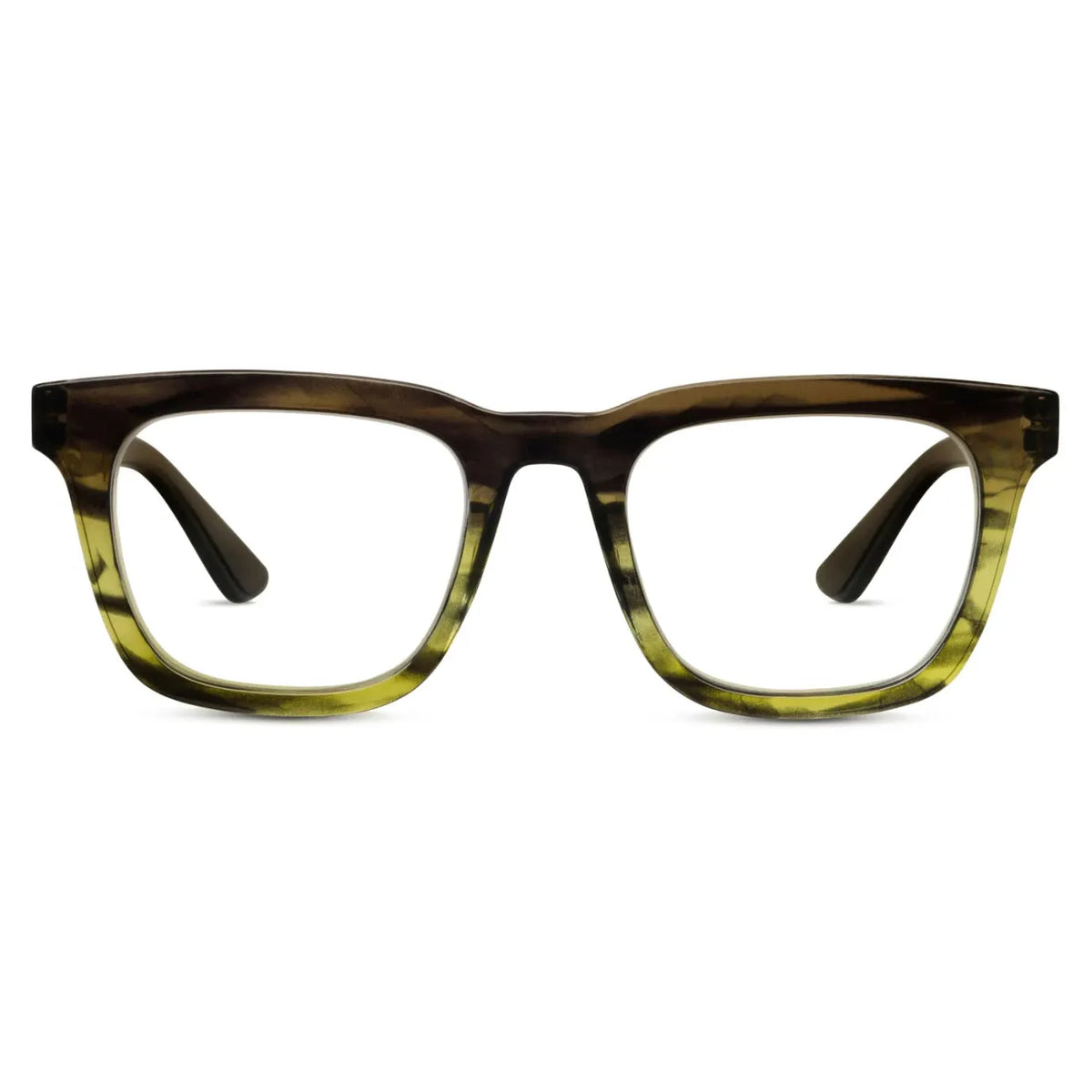 Cavern Reading Glasses - Green Ombre Horn