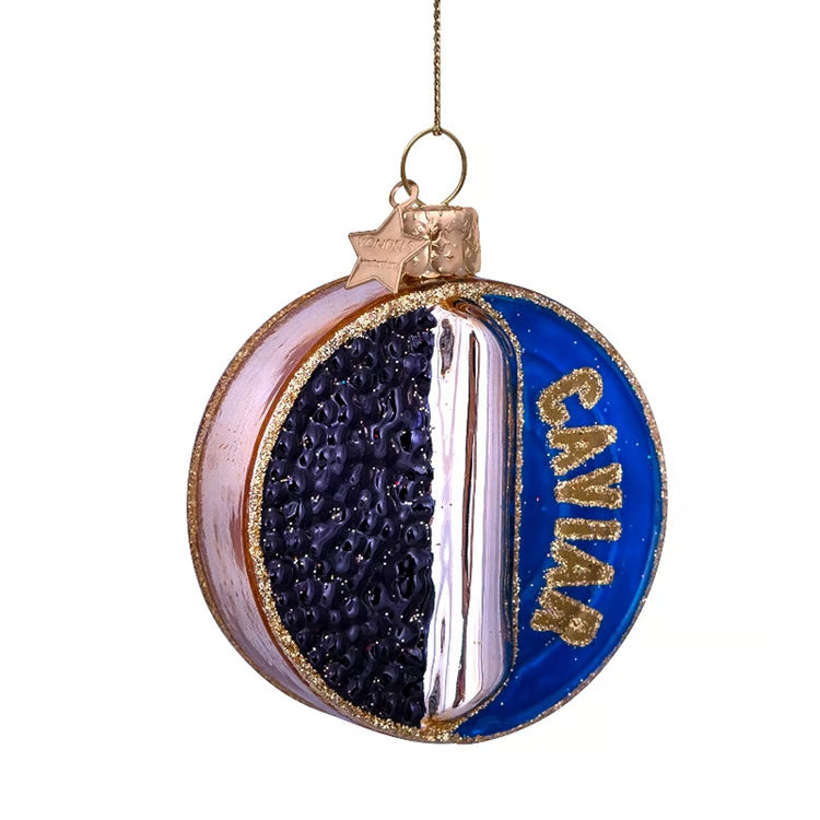 Glass Caviar Tin Can Ornament