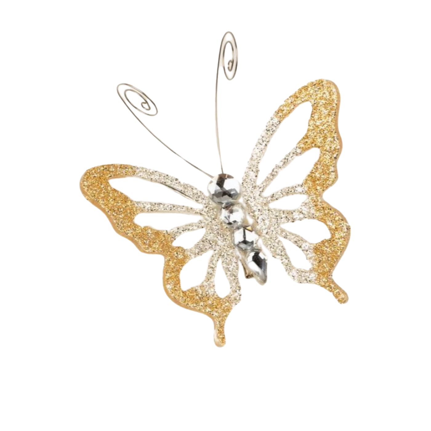 Champagne Glitter Butterfly Ornament - Oval Patterned Wings