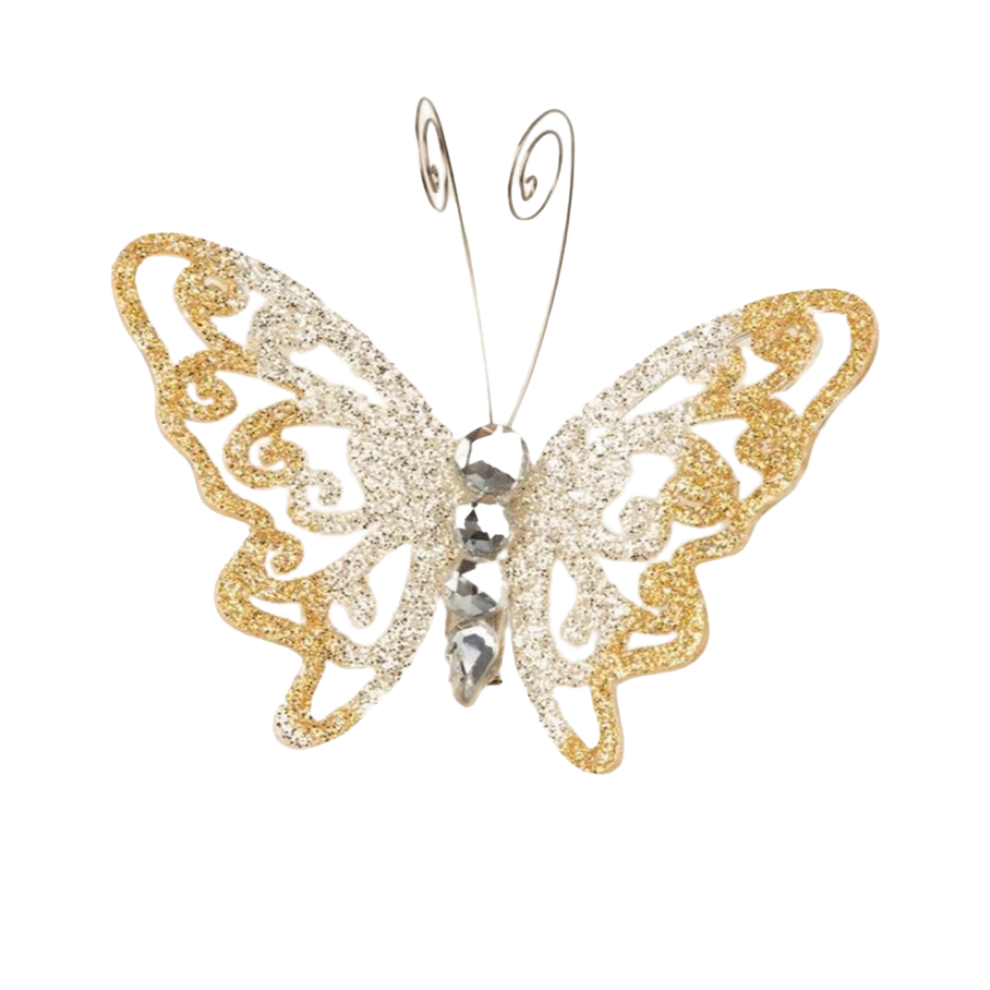 Champagne Glitter Butterfly Ornament - Swirly Wings