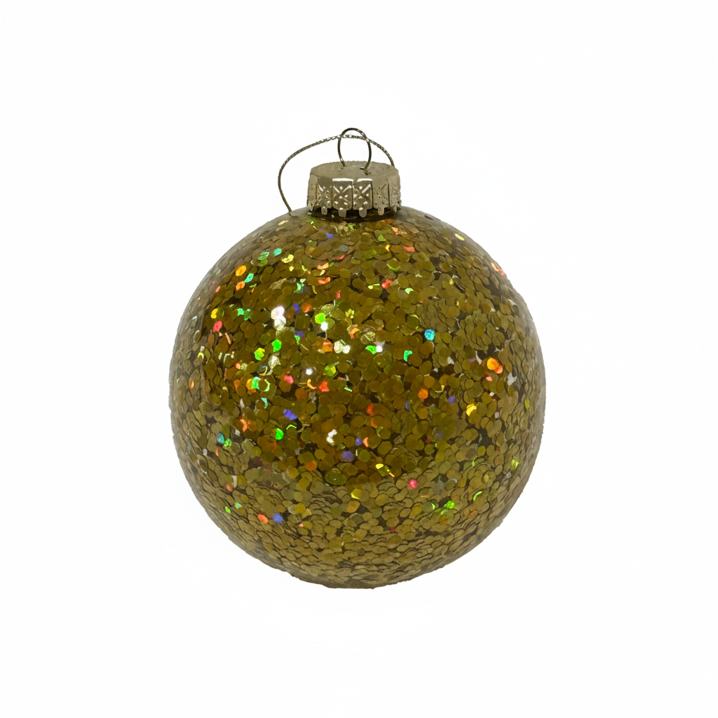 Chunky Glitter Ball Ornament - Yellow