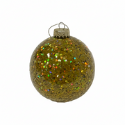 Chunky Glitter Ball Ornament - Yellow