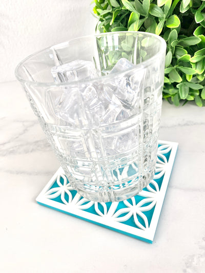 Palm Springs Breeze Block Coaster - Aqua