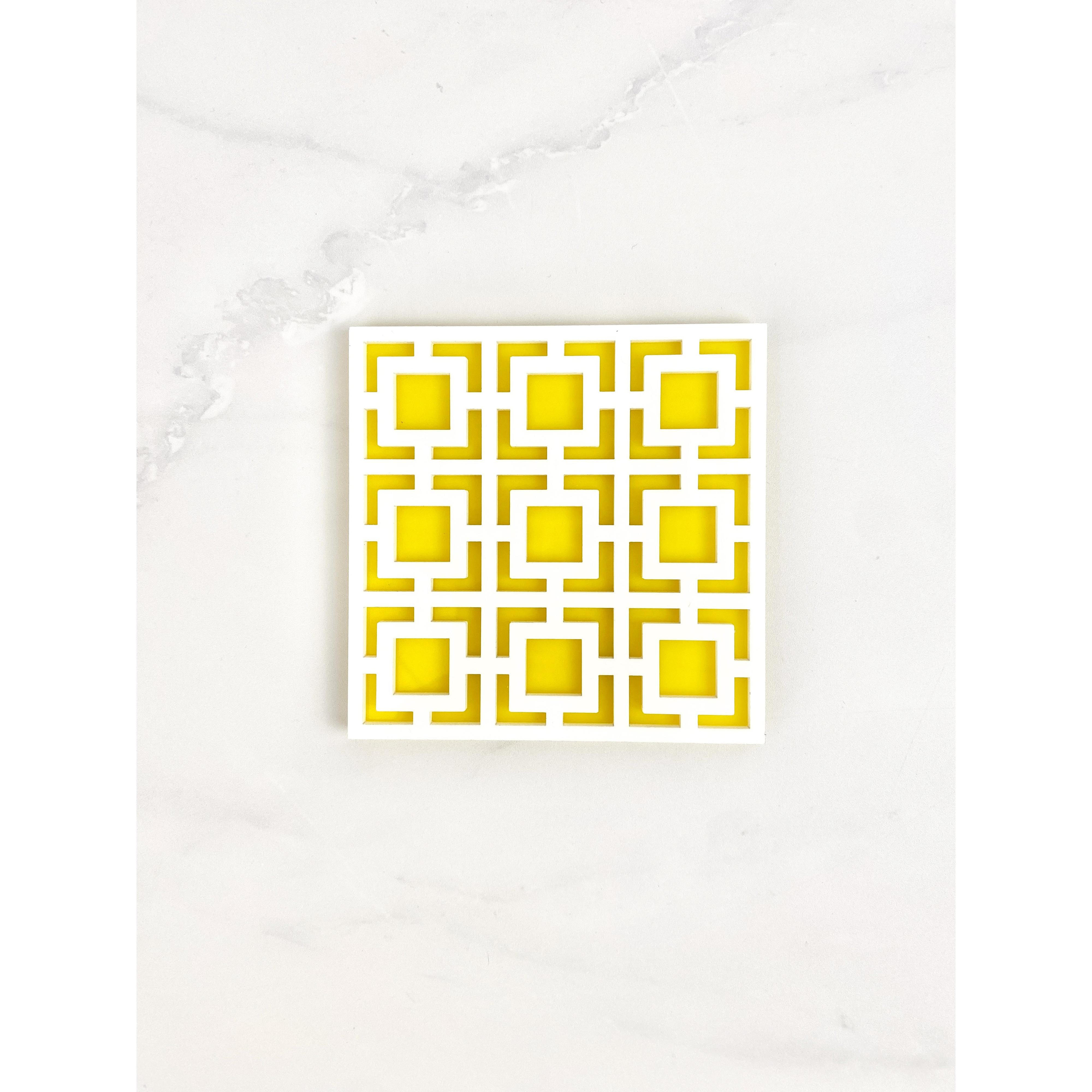 Palm Springs Breeze Block Coaster - Yellow - Just Fabulous Palm Springs