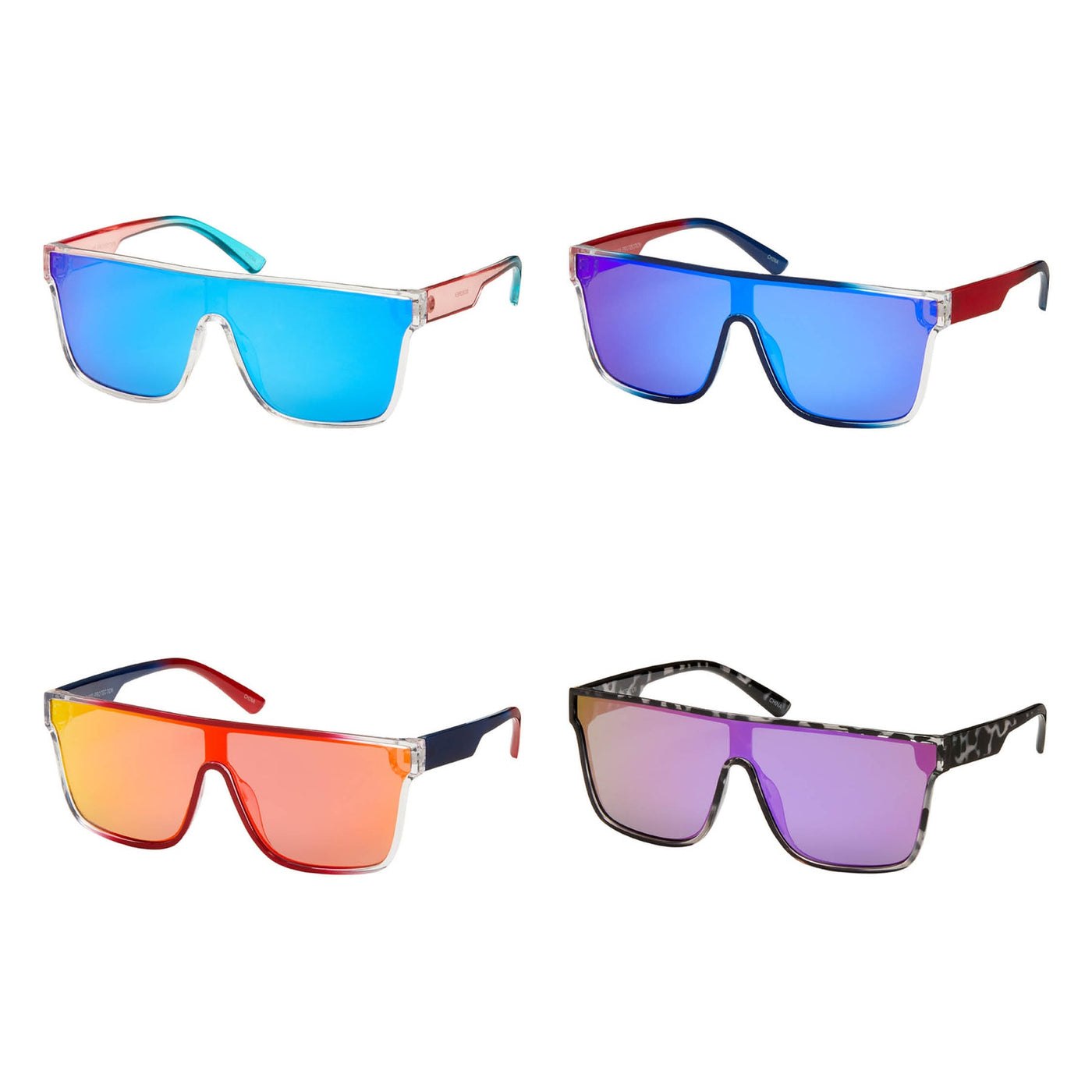 Shield Collection - Wrap Mirror Color Lens Sunglasses