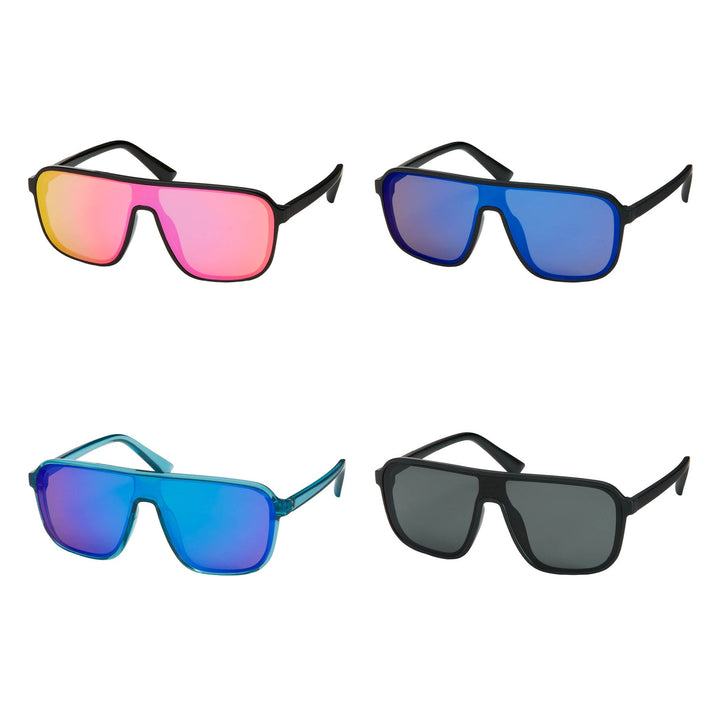 Shields Collection - Rounded Mirror Lens Sunglasses