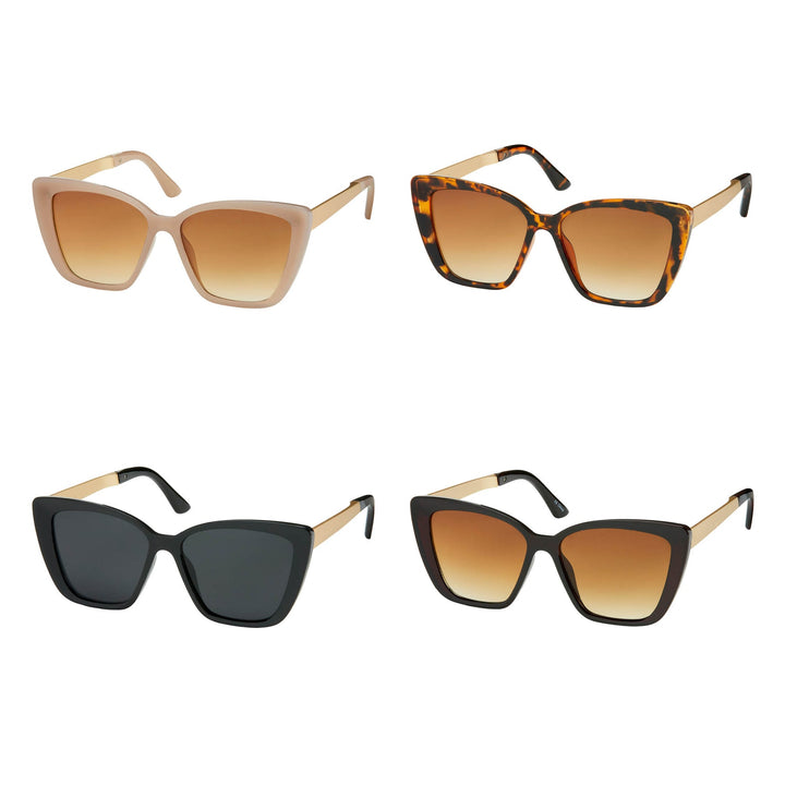 Jade Collection - Cat Eye Metal Temple Sunglasses