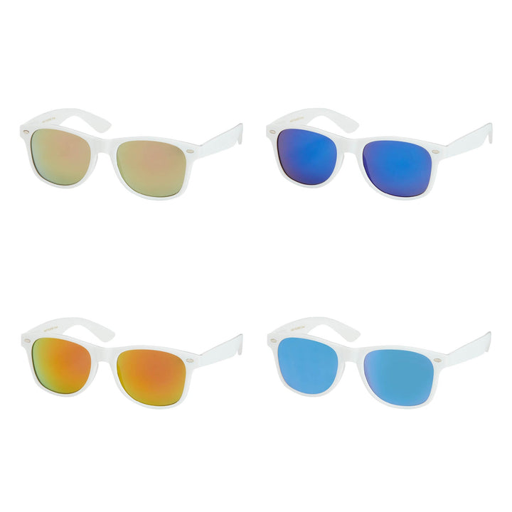 Classics Collection - White With Color Mirror Sunglasses