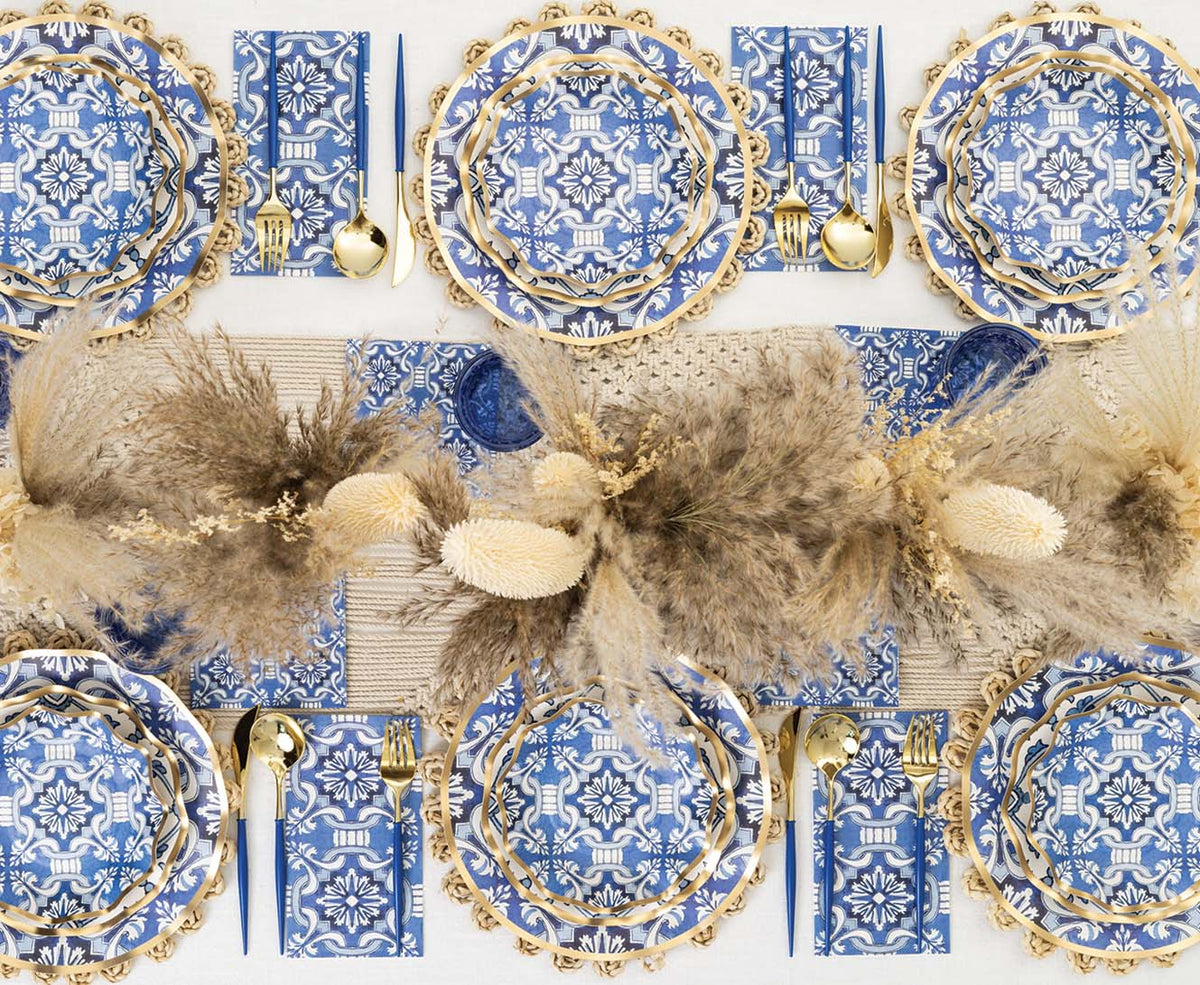 Blue & Gold Bella Plastic Cutlery - 24pc, Service For 8