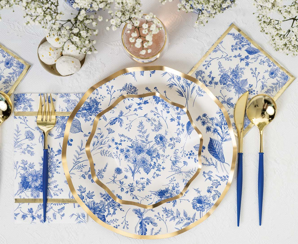 Blue & Gold Bella Plastic Cutlery - 24pc, Service For 8
