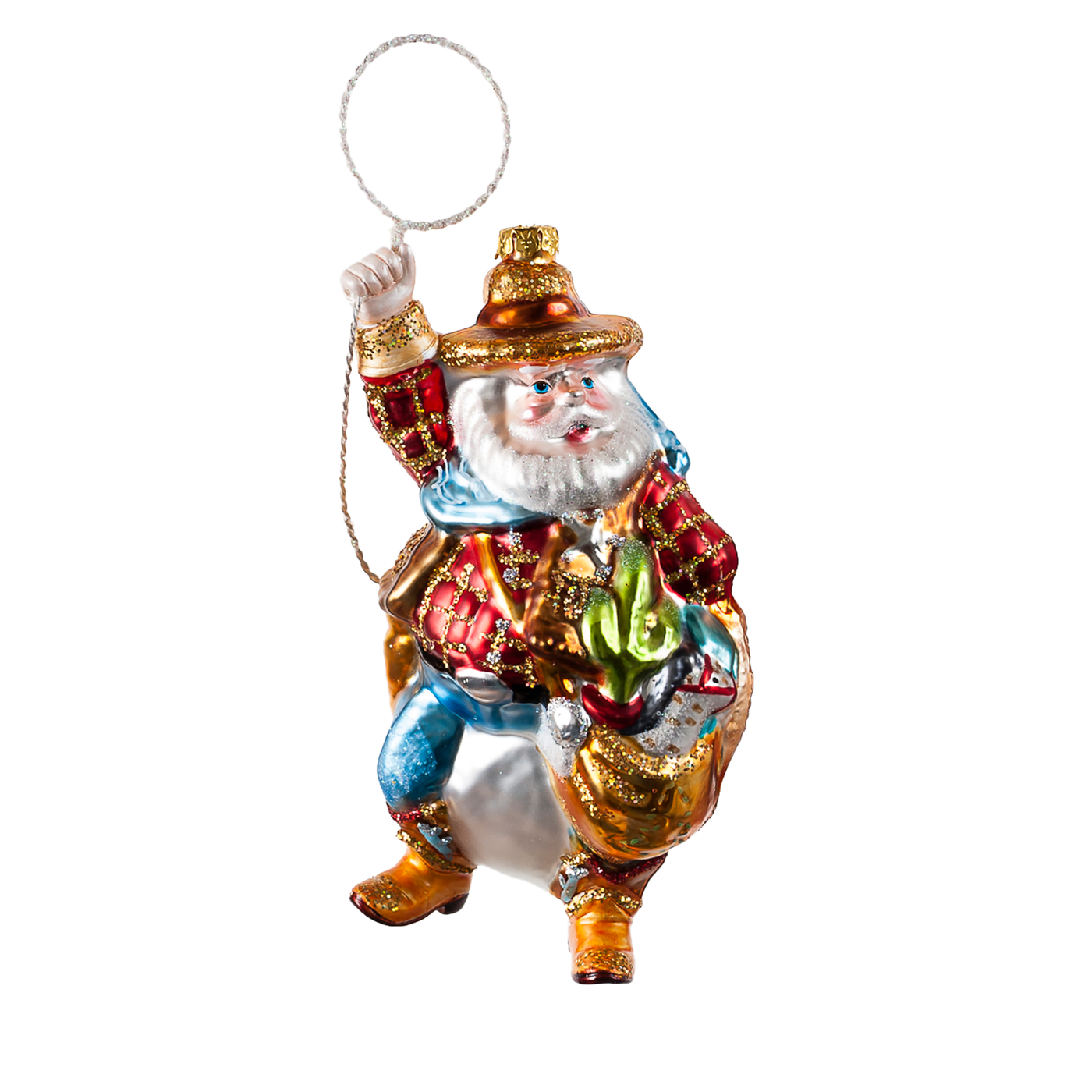 Cowboy Santa Ornament - With Rope