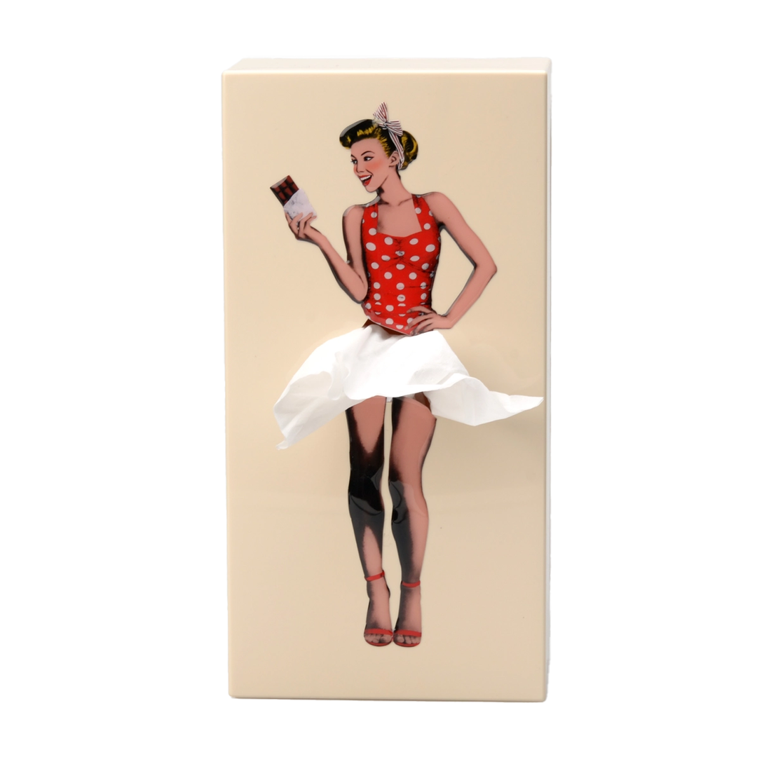 Flying Skirt Tissue Box - Cream