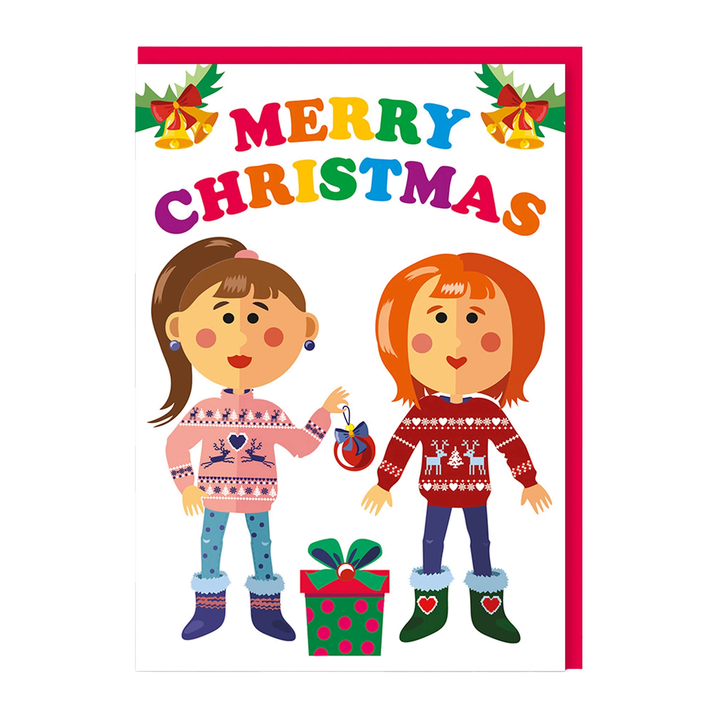 Cute Girls Couple Holiday Card