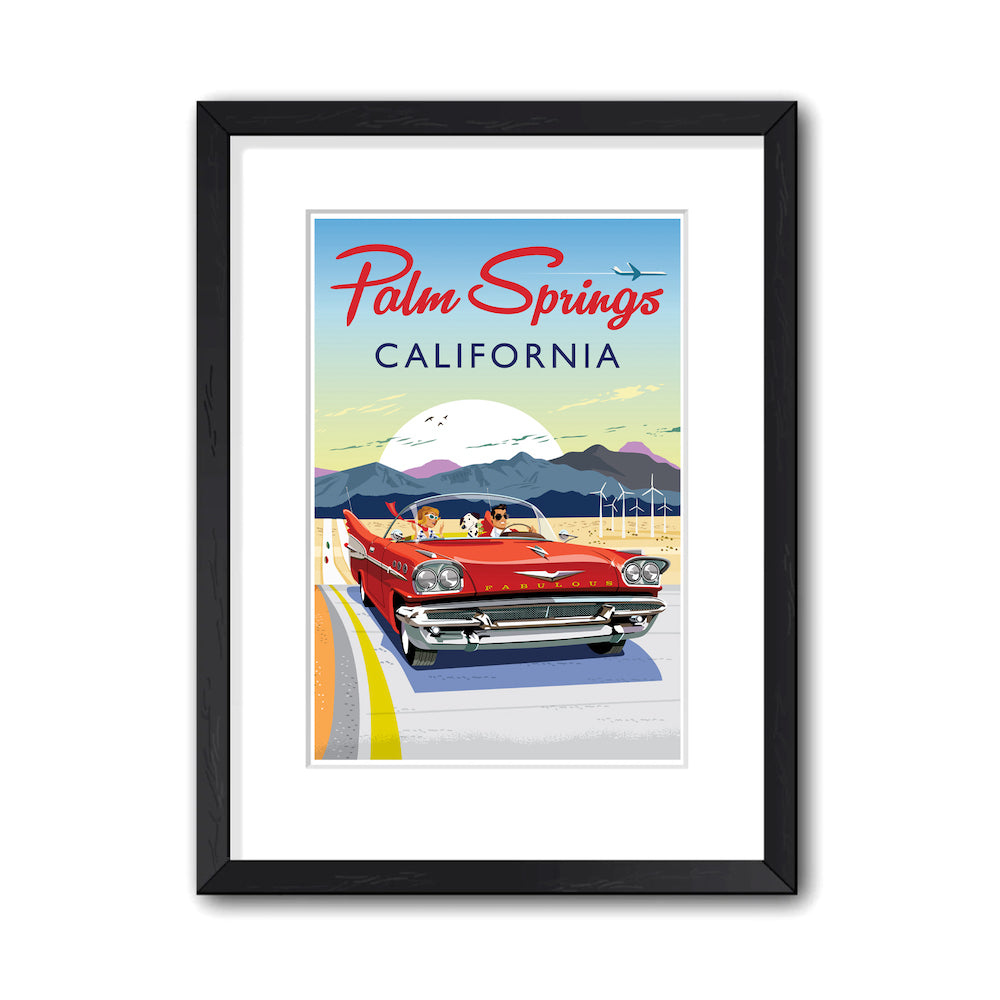 Print: Dalmatian Cadillac 13" x 19" (Framed)