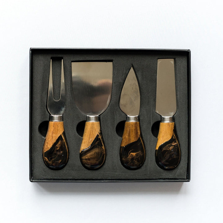 Black Ember Acacia Cheese Knife Set - Boxed