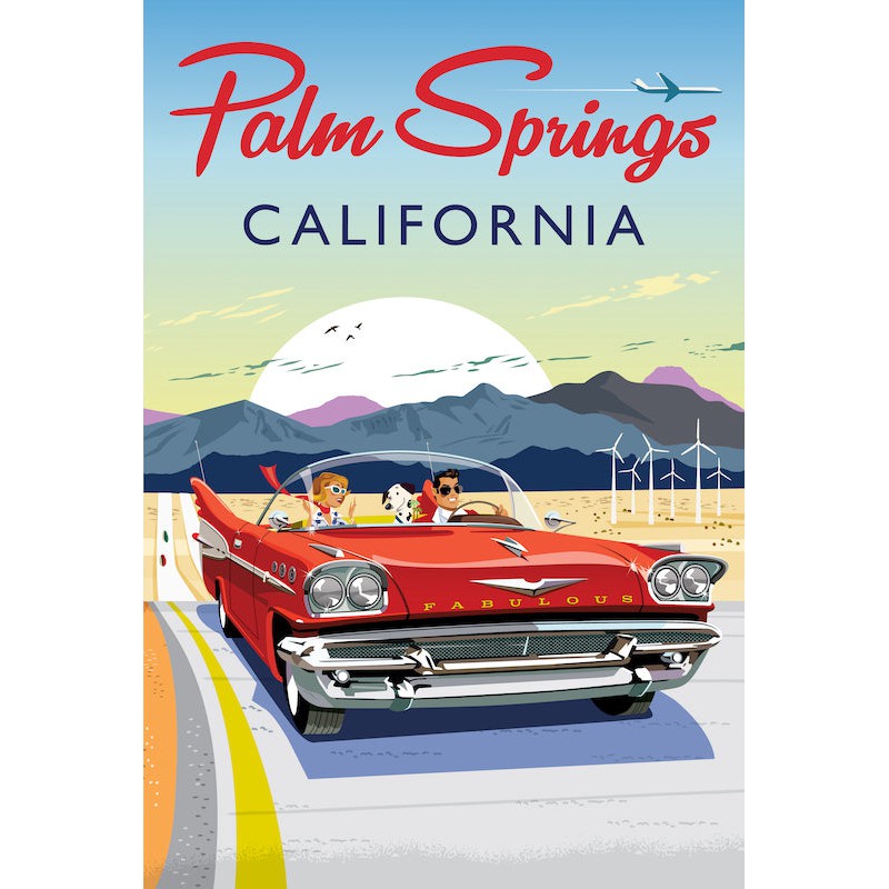 Magnet: Palm Springs Dalmatian Red Cadillac