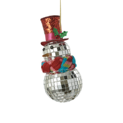Disco Ball Snowman Ornament - Top Hat