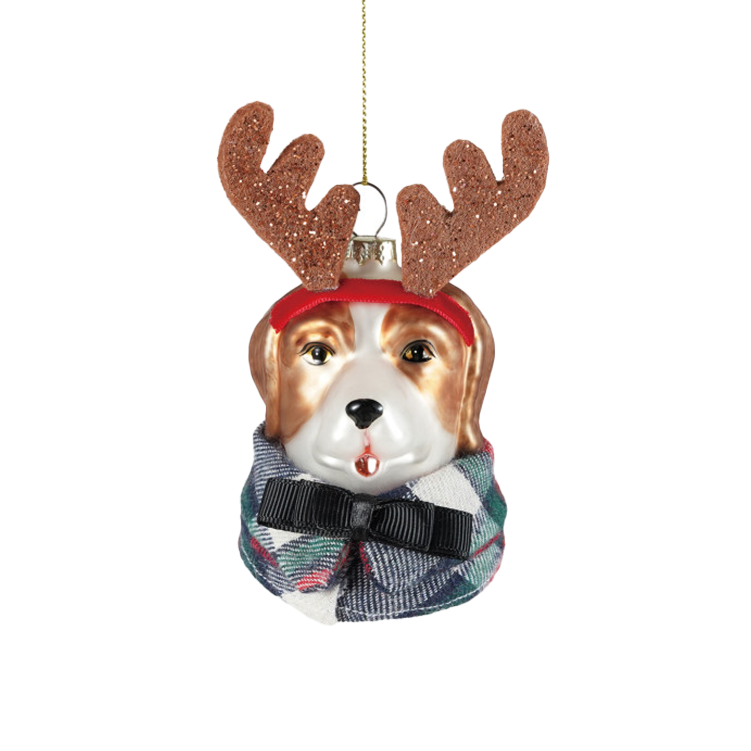Dog Head In Clothes Ornament - Antlers