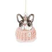 Dog Head In Clothes Ornament - Pink Scarf