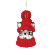Dog Head In Clothes Ornament - Red Beanie