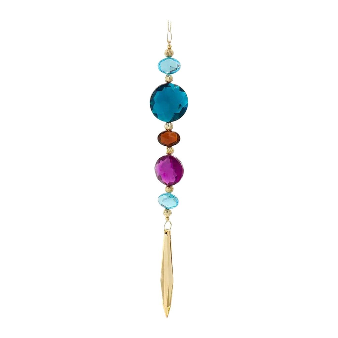 Blue & Purple Stones Dangle Drop Ornament - Circle