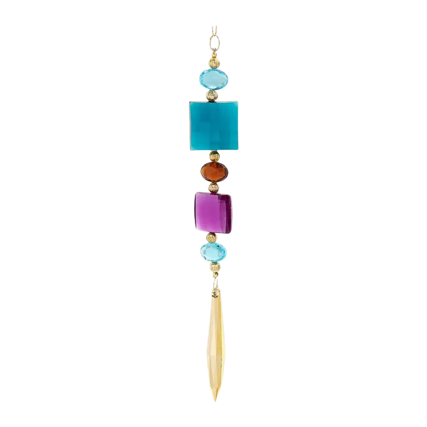 Blue & Purple Stones Dangle Drop Ornament - Square