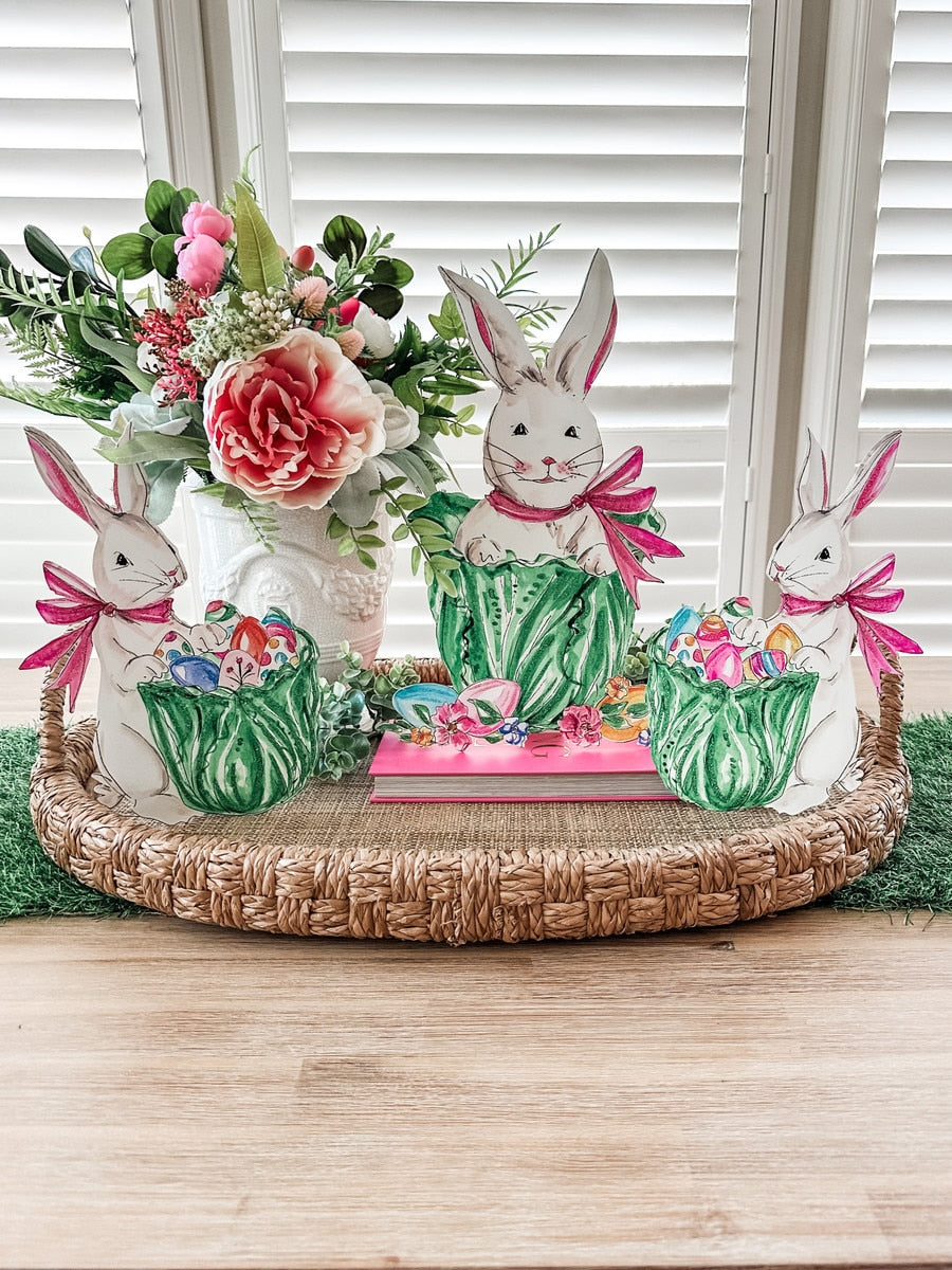 Cabbage Bunny Metal Easel