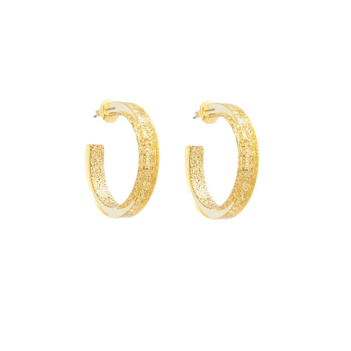 Medium Resin Open Hoop Earring - Gold