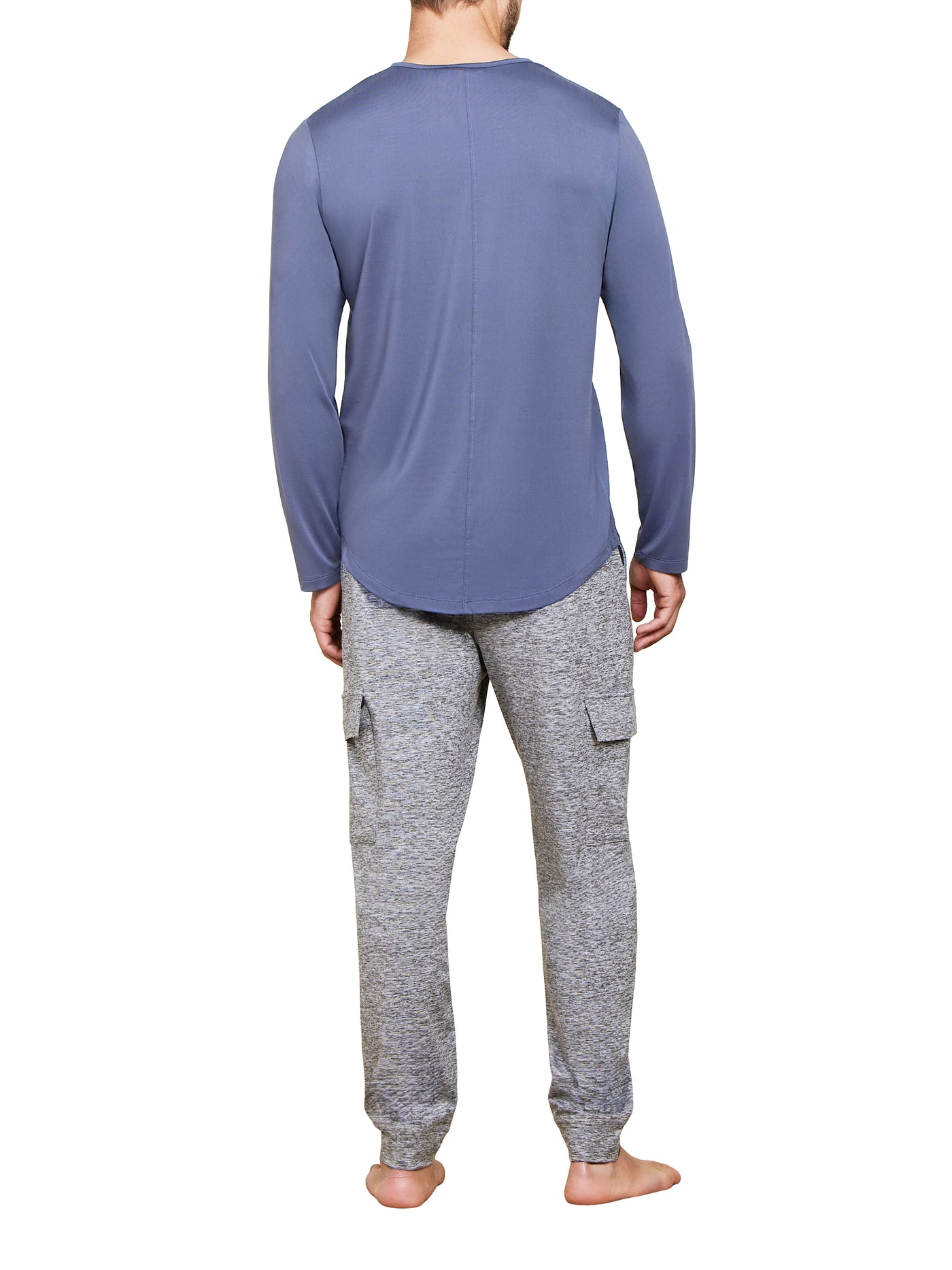 Malibu Collection® Butterchic Long Sleeve Henley - Cosmic Blue