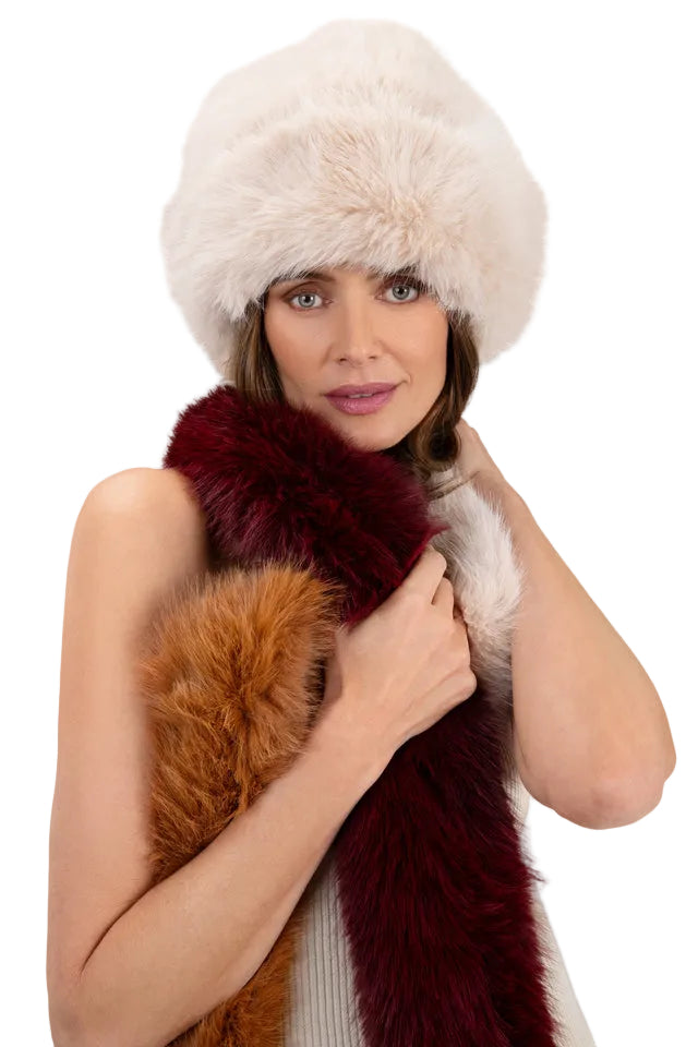 Elsa 3 Tone Scarf - Damson/Mocca/Cream