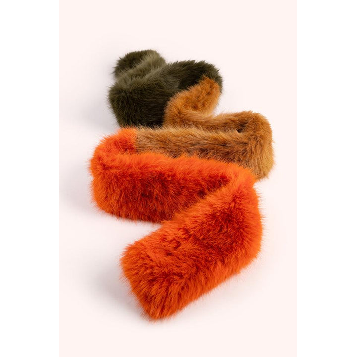 Elsa 3 Tone Scarf - Tangerine/Mocca/Olive