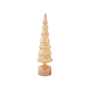 Revolving Lighted Glass Tree Table Top Piece - Gold