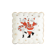 Holiday Cheers Scalloped Square Plate - Mr & Mrs Claus
