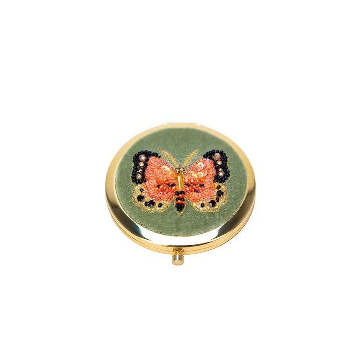 Bonny Butterfly Embroidered Compact Mirror