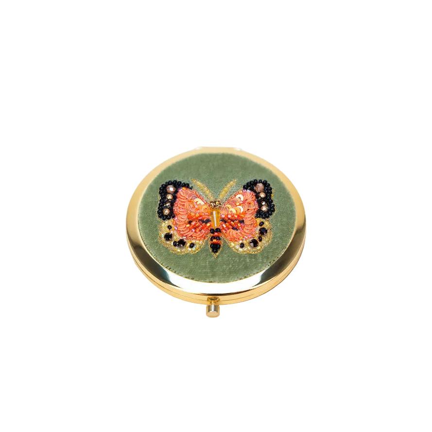 Bonny Butterfly Embroidered Compact Mirror